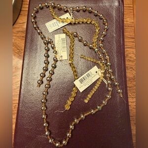 Elegant Silver and yellow crystal beaded set